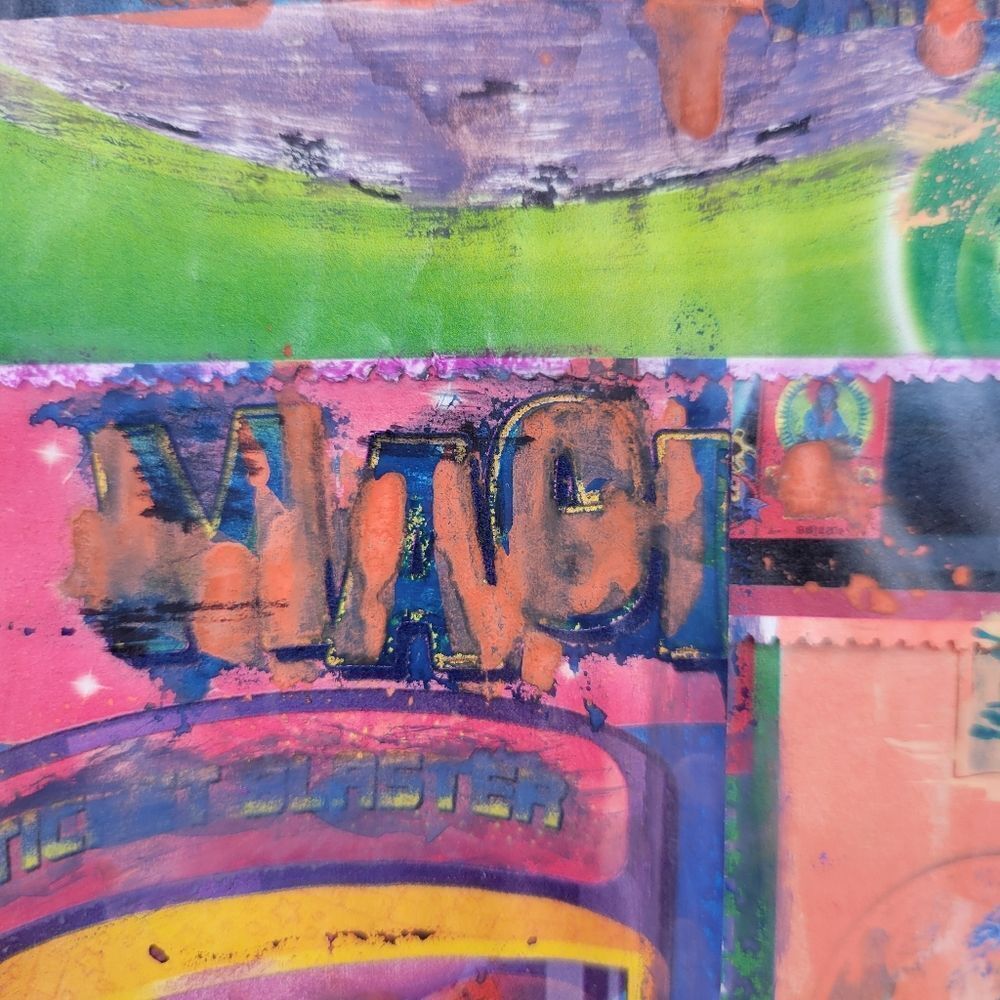 Abstract Mixed Media Collage Art Paint Pencil Drawing Original Signed Frame - Picture 10 of 14